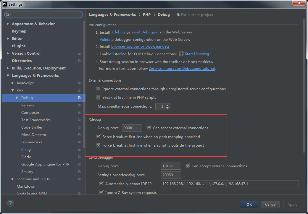 phpstorm-Xdebug-port