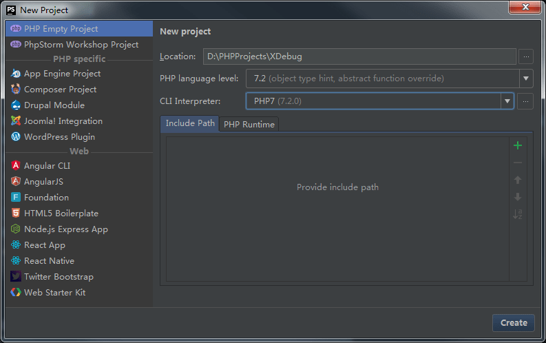 phpstorm-new-project